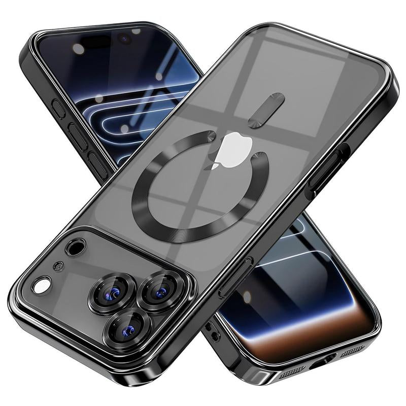 For Iphone 17 16 15 14 13 Pro Max Clear Case Magnetic Mag Safe Cover Shockproof Protector TPU Silicone Transparent Wireless Iphone 16 plus Cases Cutephonecases - Smartphone