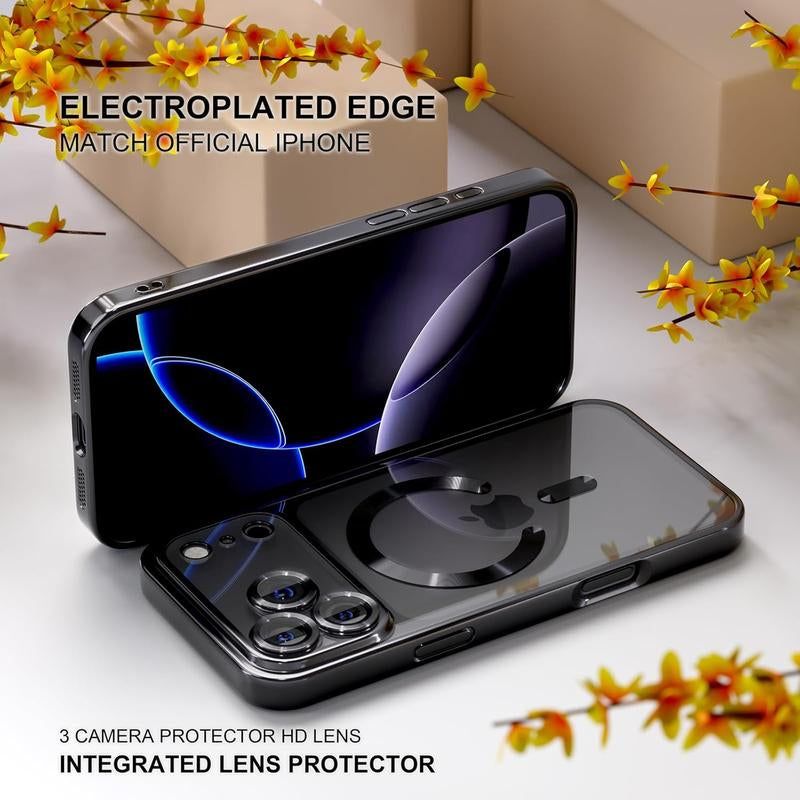 For Iphone 17 16 15 14 13 Pro Max Clear Case Magnetic Mag Safe Cover Shockproof Protector TPU Silicone Transparent Wireless Iphone 16 plus Cases Cutephonecases - Smartphone