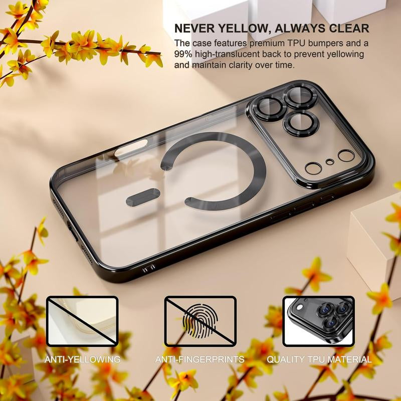 For Iphone 17 16 15 14 13 Pro Max Clear Case Magnetic Mag Safe Cover Shockproof Protector TPU Silicone Transparent Wireless Iphone 16 plus Cases Cutephonecases - Smartphone