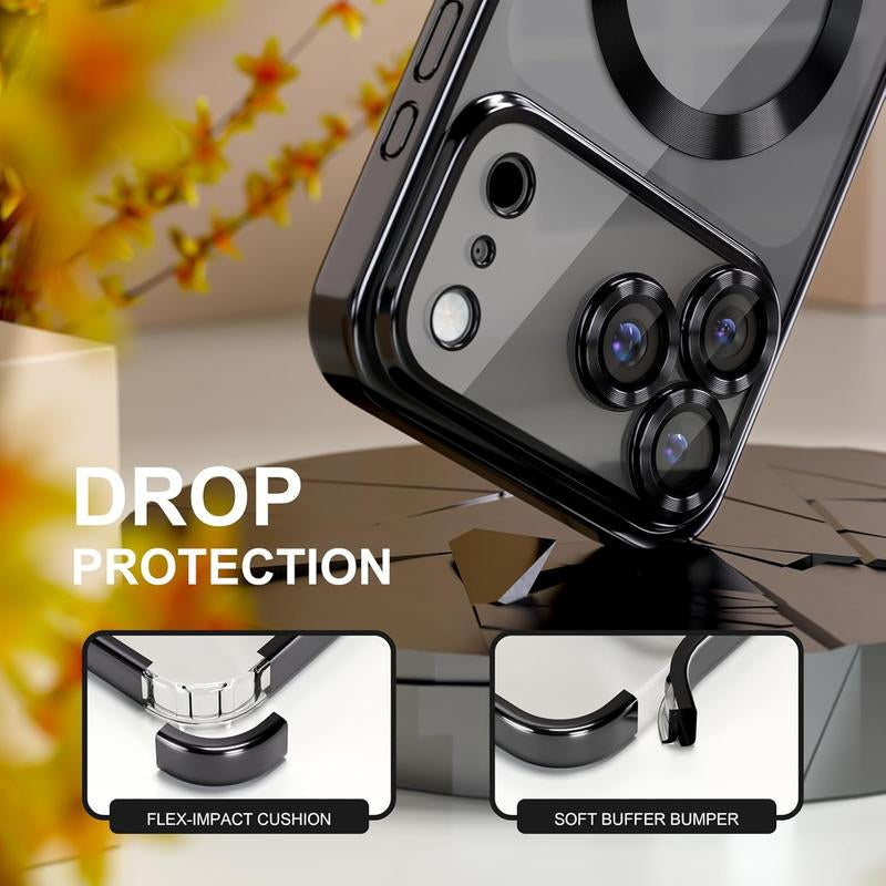 For Iphone 17 16 15 14 13 Pro Max Clear Case Magnetic Mag Safe Cover Shockproof Protector TPU Silicone Transparent Wireless Iphone 16 plus Cases Cutephonecases - Smartphone