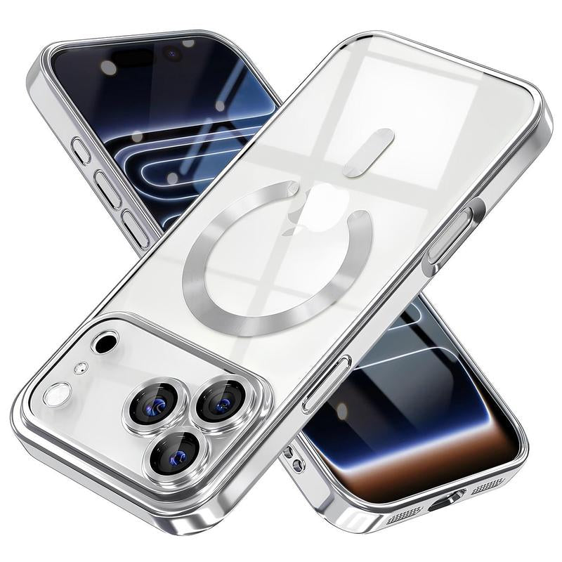 For Iphone 17 16 15 14 13 Pro Max Clear Case Magnetic Mag Safe Cover Shockproof Protector TPU Silicone Transparent Wireless Iphone 16 plus Cases Cutephonecases - Smartphone